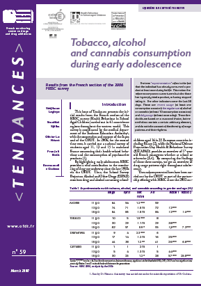 Tobacco, alcohol and cannabis consumption during early adolescence